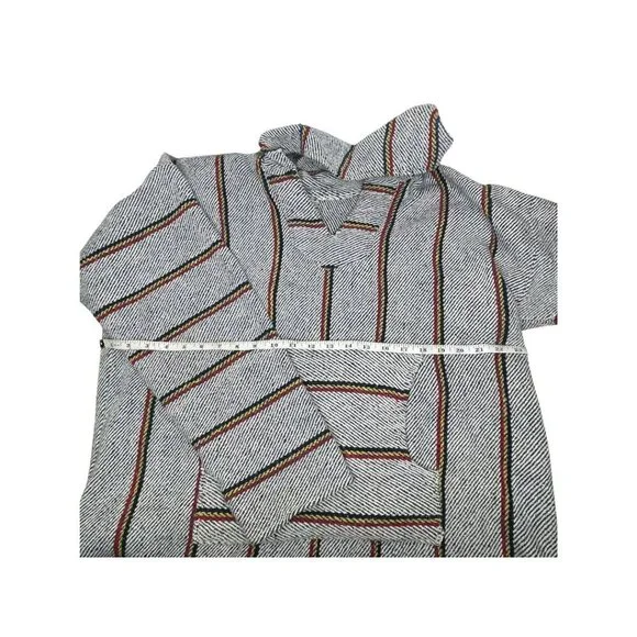 CATT Baja Hoodie Woven Striped Drug Rug Mexican Surfer Pullover XL - Picture 5 of 13